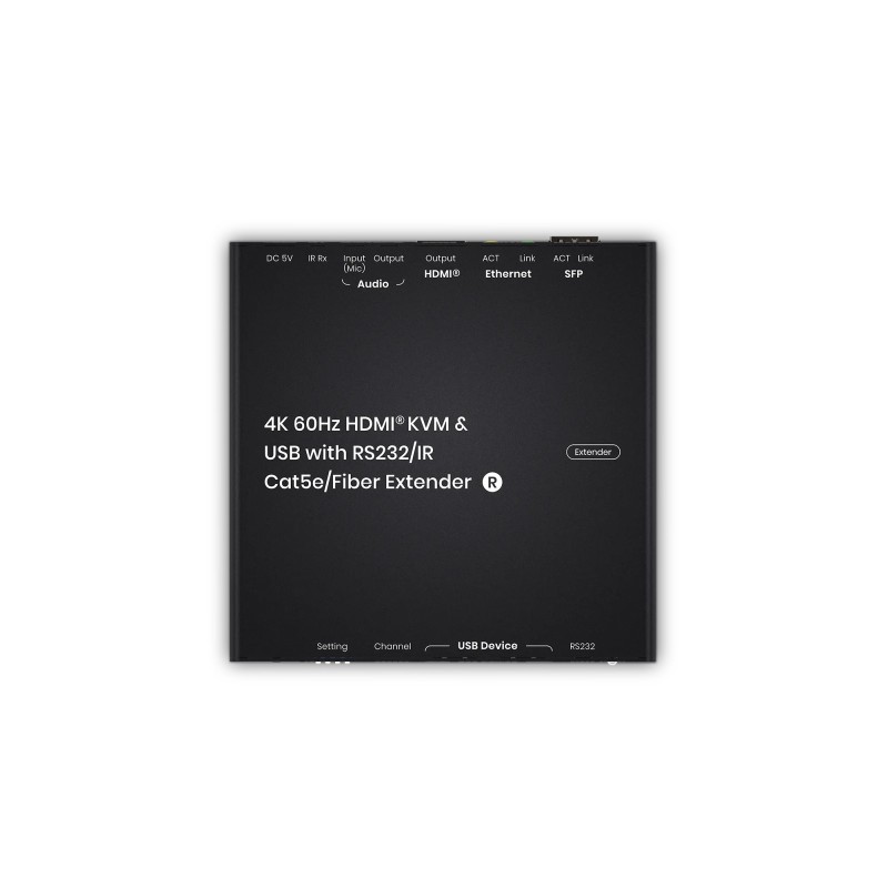 HDMI Extender 4K60Hz KVM & USB/Audio/RS232/IR Extender - 100 m CAT6 / 60 km Fiber
