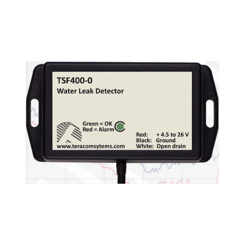 Lekkasjedetektor med digital utgang. Enheten er IP65-forseglet. Sensor under. LED-indikator.