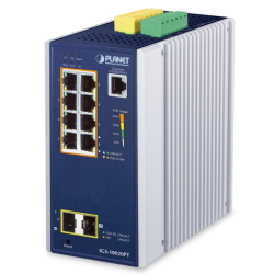 8-porters administrert svitsj, 8 x 10/100/1000 Mbit RJ45. Fiber, 2 x 100/1000/2500 Mbit SFP-spor, PoE+, tidssynkronisering