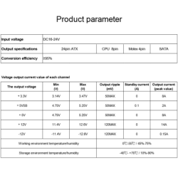 PICO strømforsyning 200W ATX PSU P4 inngang 16~24Vdc vifteløs
