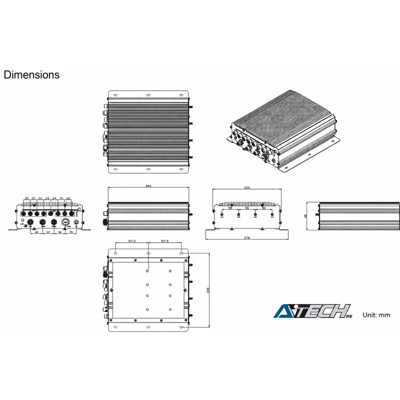 Robust IP69K vanntett vifteløs Edge-datamaskin med Intel® Core™ CPU, -40 °C til +70 °C, støvtett