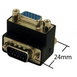 90º Angle VGA Socket M/F - Left-Twisted, Gold-Plated Connector