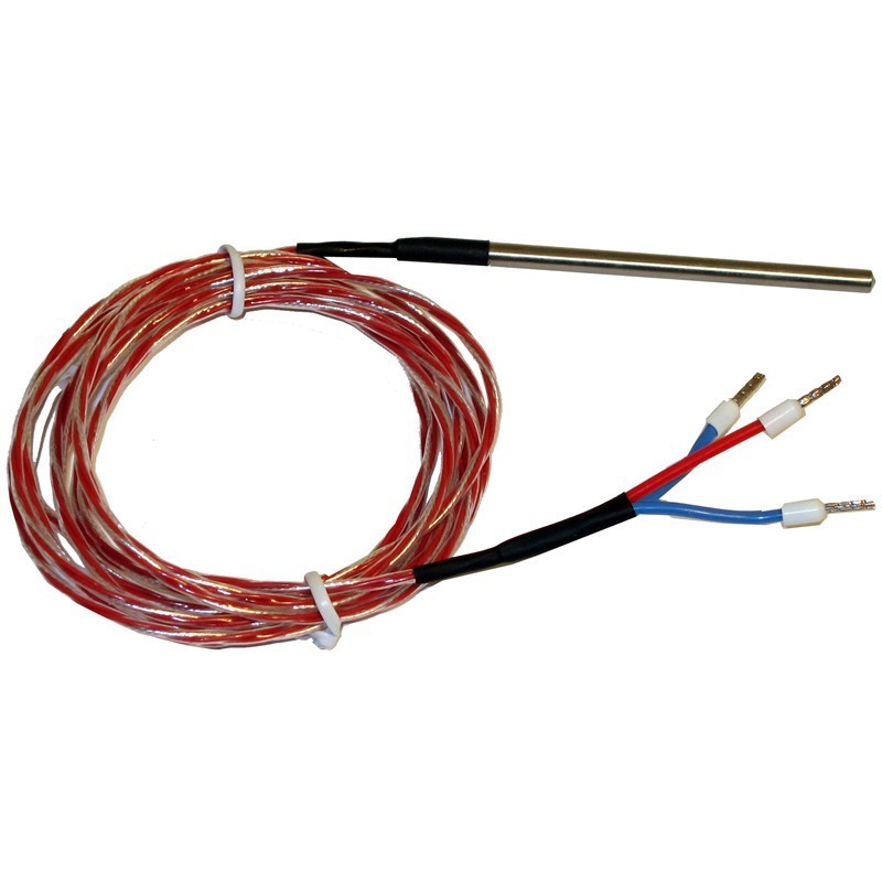 3 Tråder Pt100 Sensor i metallhus 4 x 80 mm, - 20° - +130°C