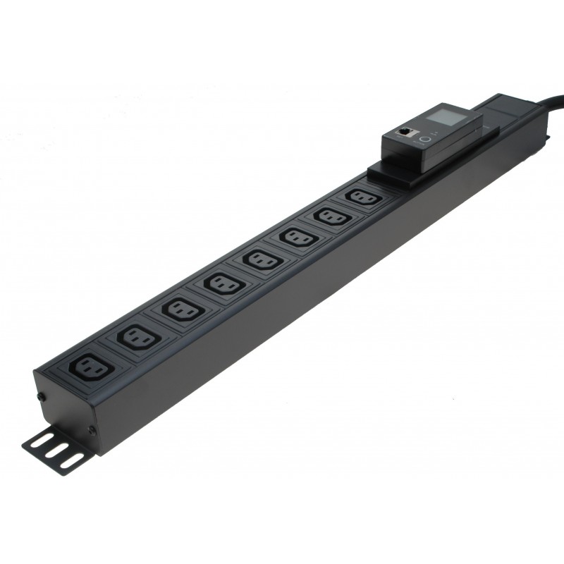 Power panel 19 " RACK 8xC13 female connector. Displays the current, voltage and power