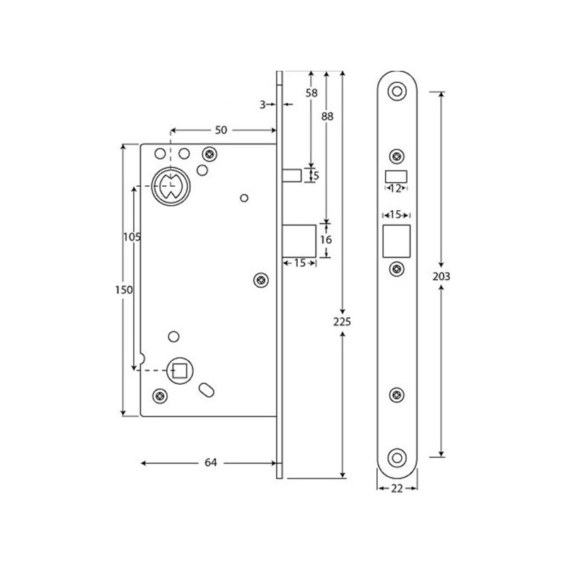 Electronic lock with 12 or 24V DC, holding force 1000 KG