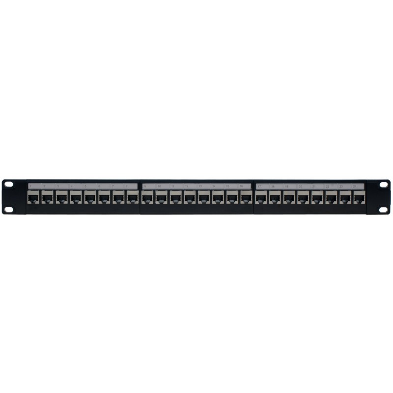 24-Port Cat 6 Patch Panel - Tool-Free RJ45 Pass-Through, Black