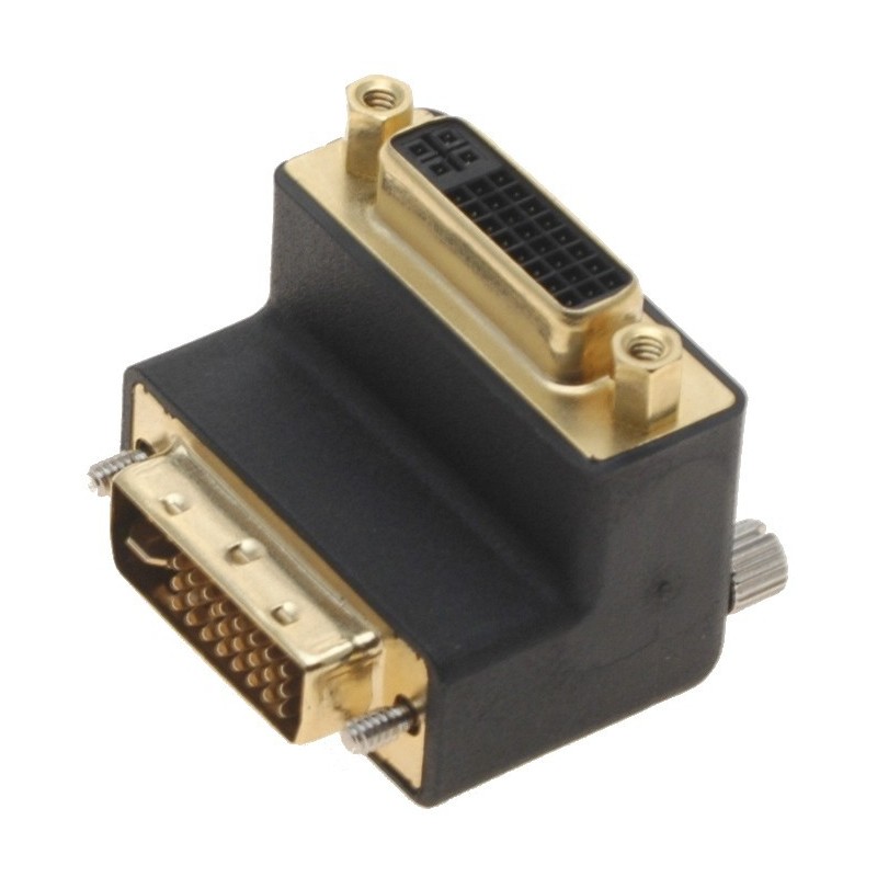 DVI-I Adapter Male to Female 90º Angle Connector