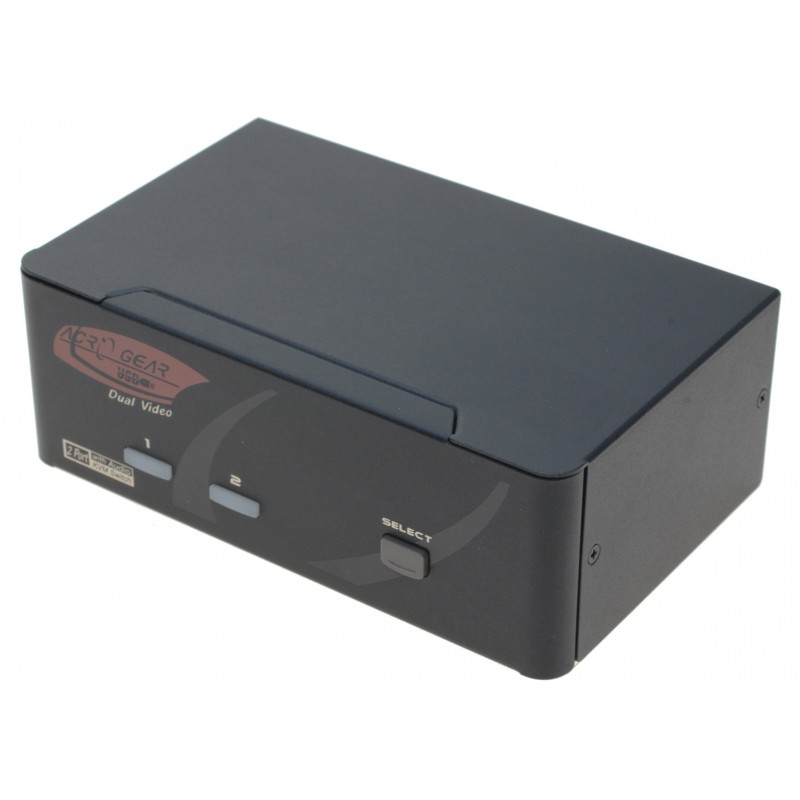 2 ports KVM omskifter, 2 x VGA, USB og lyd