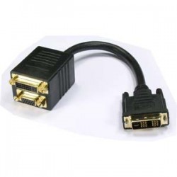 DVI kabel. Dual Link, 2-1 DVI-I han - DVI-I hun og DB15HDF, 1,0 met...