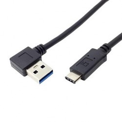 Angled USB-C 3.1 super speed cable - Type A Male - 1 Meter