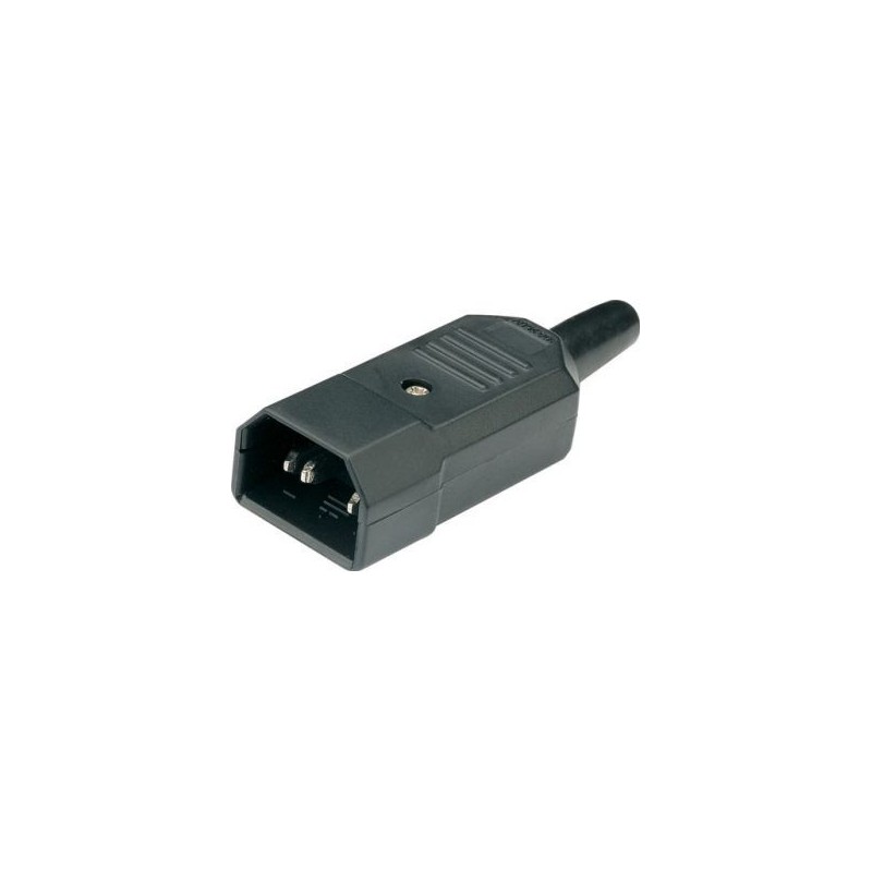 IEC connector C14 male cable assembly, screw, 10A 250 V ac