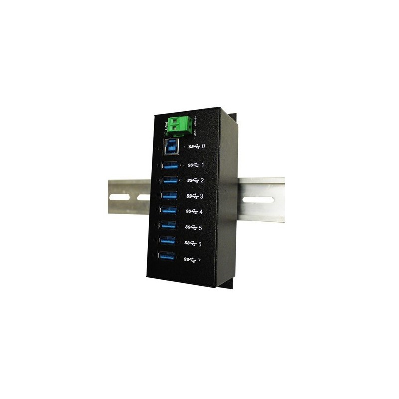 USB Hub for 7 USB ports, also for external supply - DIN mounting
