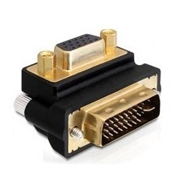DVI-I Angled Adapter 24 + 5 to VGA DB15HD Female, 90° Right-Angled