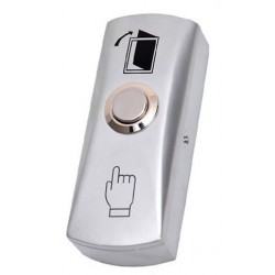 Exit button to access controls. Close contact by pressure. Aluminum housing and steel button