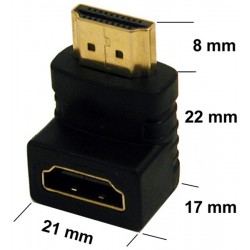 90º HDMI Angle Connector Adapter - Male to Female Gold Connector