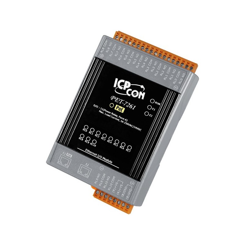 11 x Power Relay Module for Ethernet / MODBUS with PoE. 2 LAN ports