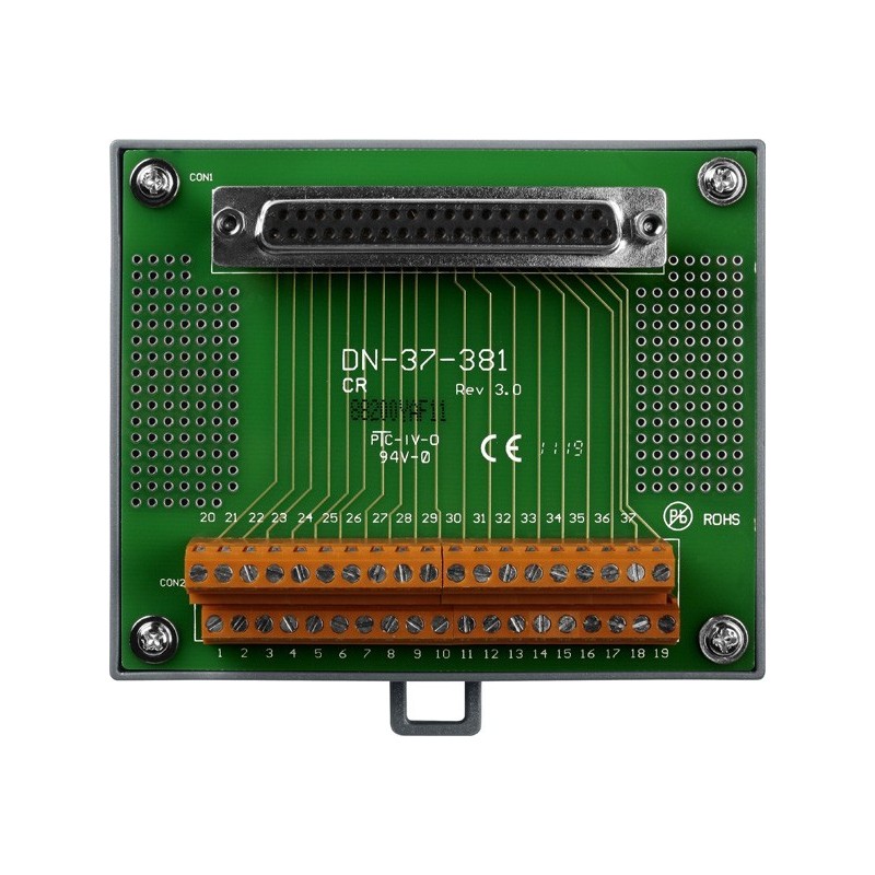 37-pin terminal card incl. 1.8 m. DB37 he male cable - ICP DAS DN-37-381