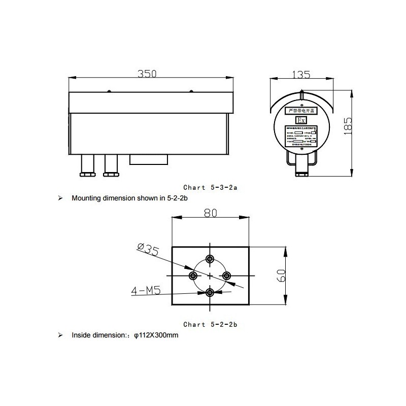 Utendørs kamerahus (eksplosjonssikkert) - 12V DC/24V DC/220V AC