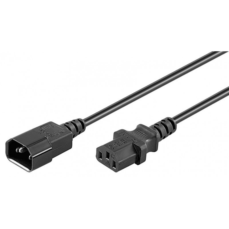 IEC extension cable 5 m black, C13 female to C14, he 250VAC