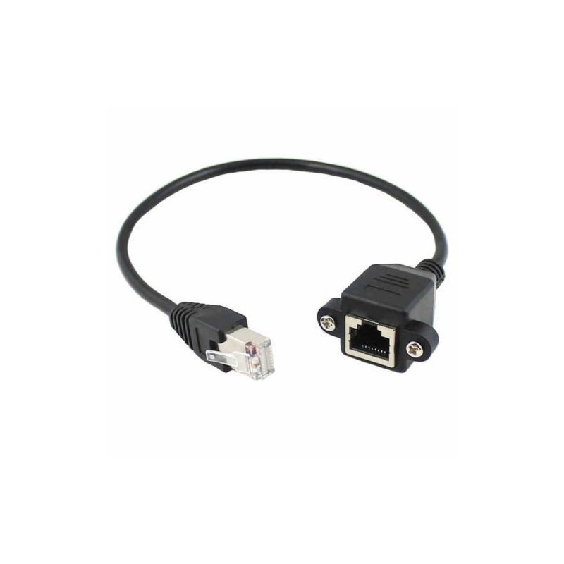 60cm 8pin RJ45-kabelen han til hun skruer Patrel Mount Ethernet LAN-nettverk 8 PIN-utvidelseskabel