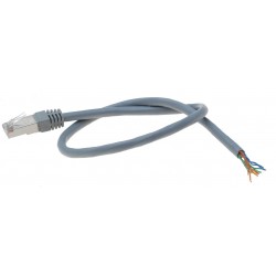 Cat. 6 PIGTAIL network cable, shielded with 1 pc. RJ45 connector, solderable solid wire, gray, 0.5 meter