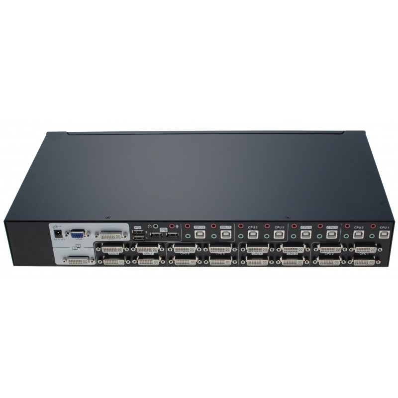 KVM omskifter til 8 pc'er med Dual DVI samt lyd & USB