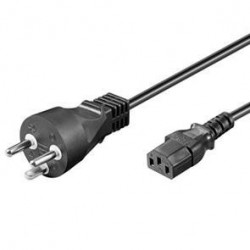 DK 230V power cable with plug with round pins and earth to C13