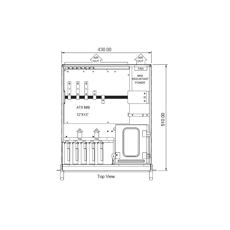4U 19" PC-kabinet, ATX, sort, ekstra dyb