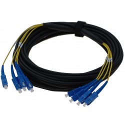 Armored fiber cable, Singlemode, SC-SC, 30m, 9/125my, 4 core, Black, LSZH with 4 x SC connectors at each end