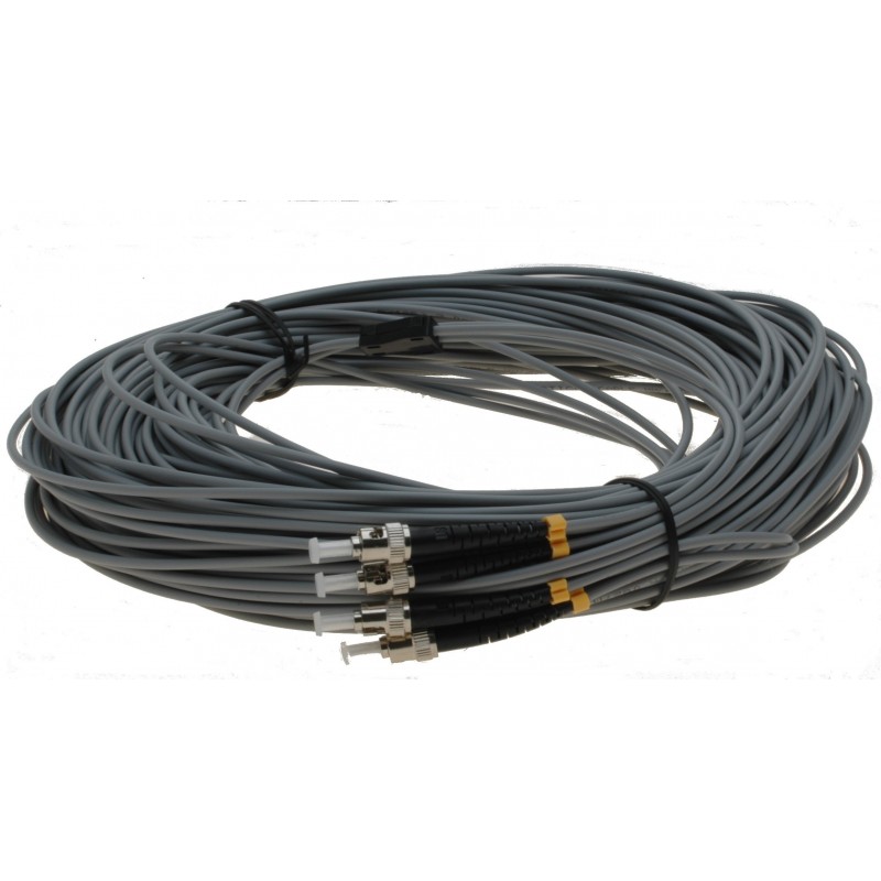 Armored fiber cable, Multimode, ST-ST, 35m, 62.5 / 125, Black, LSZH, Duplex