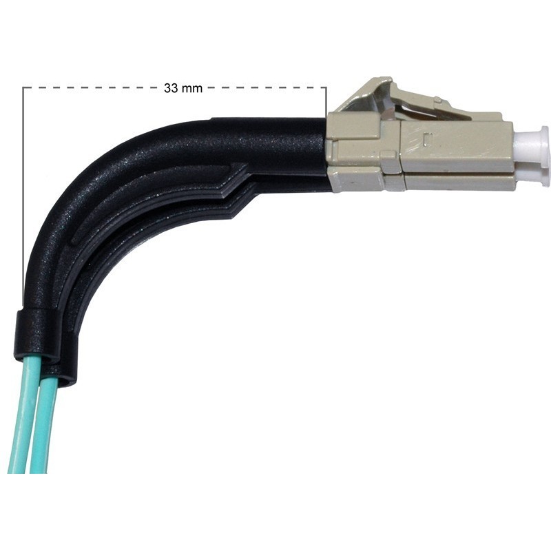 Vinklet fiberkabel. Multi Mode, LC-LC, 0,5m, 50 / 125my, OM3, Aqua, LSZH