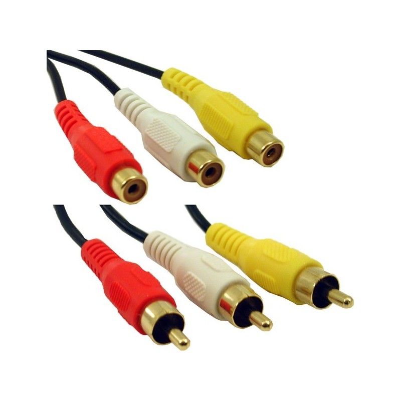 Audio and video cable - 3x RCA He and 3x RCA female (red, yellow and white)