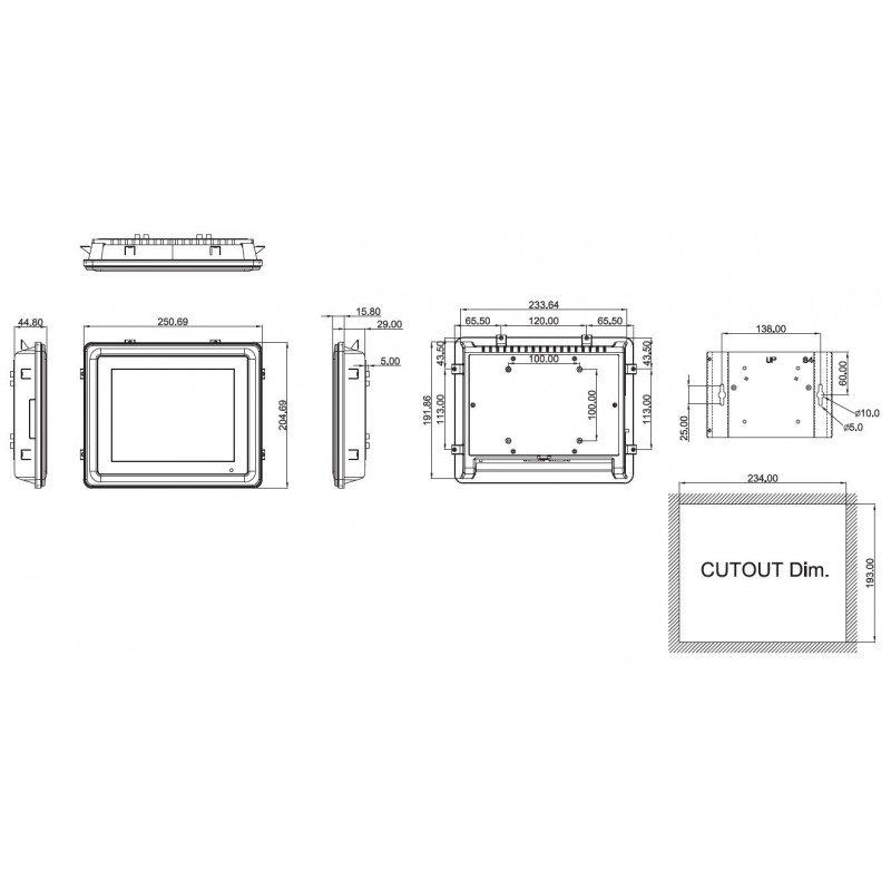 8.4" Panel PC blæserløs, Touch, 2xCOM, N3060(up to 2.48GHz)