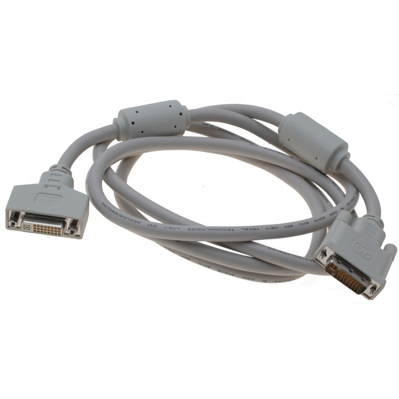 DVI cable. Analogue DVI male - DVI female, 28 AWG, gray, 2m