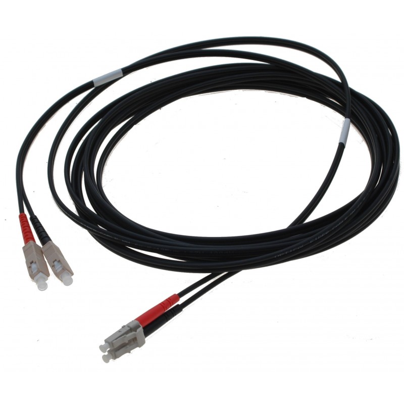 Armored fiber cable, multimode, LC-SC, 2m, 62.5 / 125, Black, LSZH, duplex