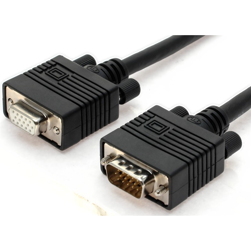 VGA extension cable DB15HD M/F, black, 15 meters.