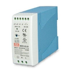 24VDC 1.7A Power Supply for DIN Rail, 100-240VAC Input
