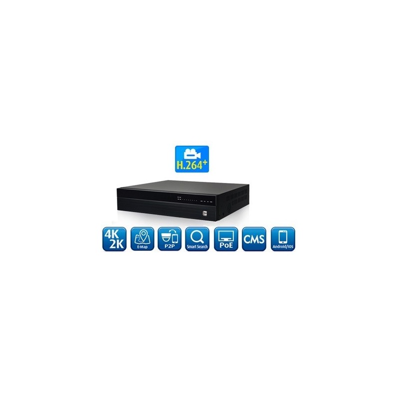 NVR recorder for 16 cameras with POE supply aswell MOBILE app for IOS and Android 4K