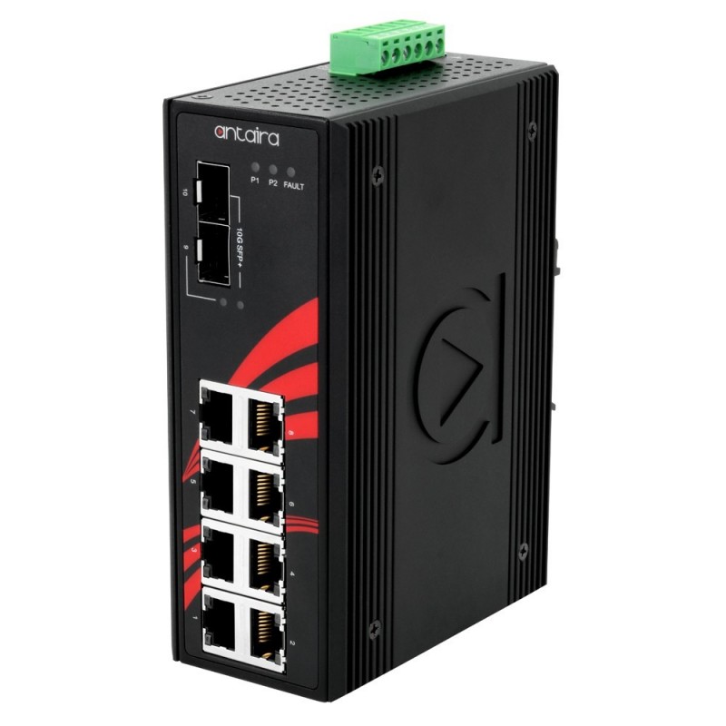 Industrial switch with 8 ports and 10/100/1000 Mbit speed Antiara LNP-1002G-10G-SFP