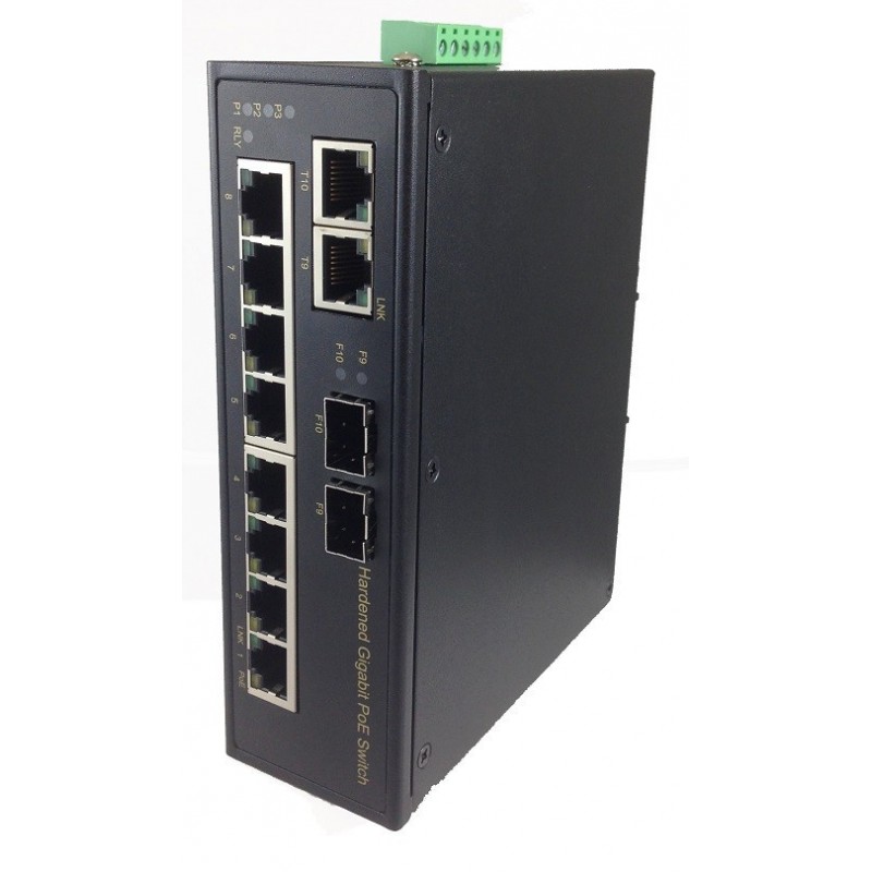 10 portbryter med 8 x 10/100 / 1000Mbit PoE + 36W + 2 x SFP - Ubehandlet