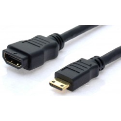 Mini 1.4 HDMI male - HDMI female, Extenderkabel, adapter cable, black, 3m