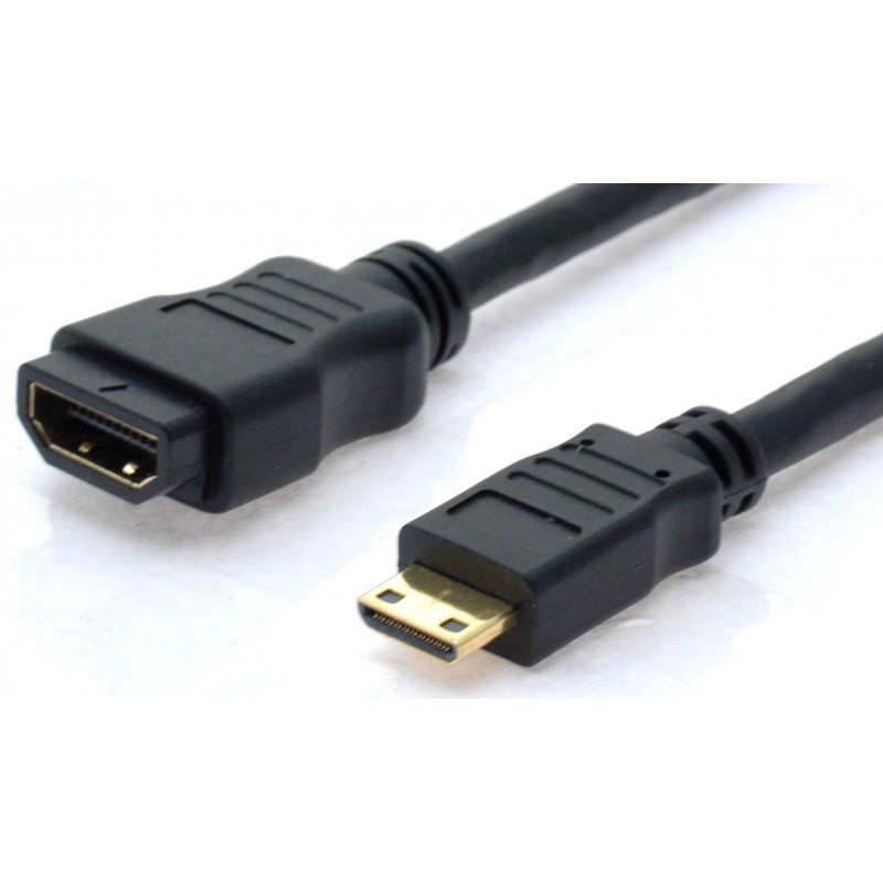 Mini 1.4 HDMI male - HDMI female, Extenderkabel, adapter cable, black, 3m