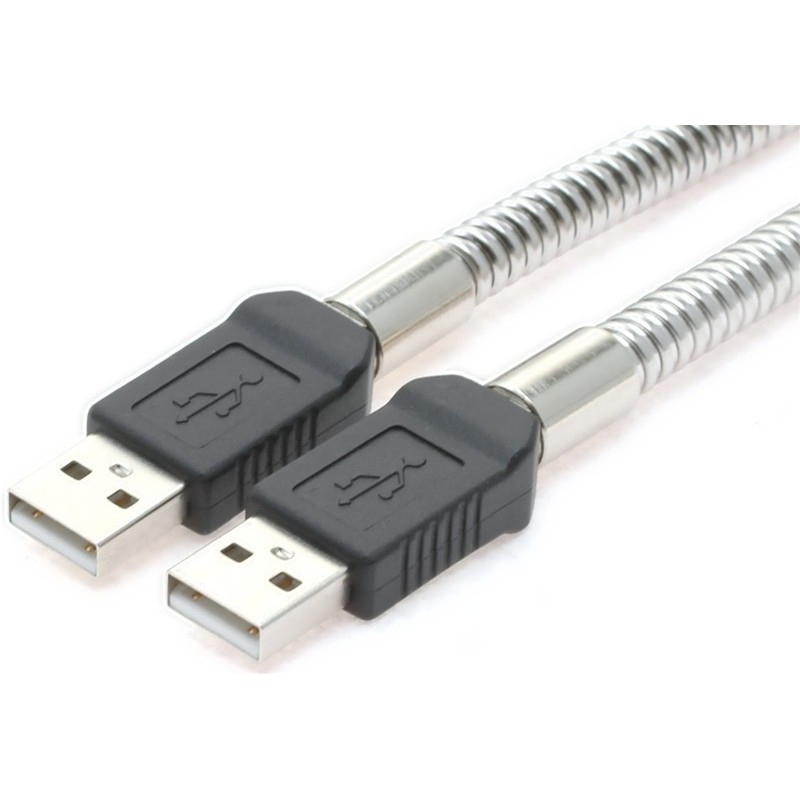 Metal reinforced USB cable with metal protected outer sheaths, A Male - A male, 1500 PSI, AWG20, metal, 5,0m