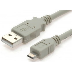 Micro USB cable for Smartphones, A male - micro B male, AWG28, gray, 5,0m