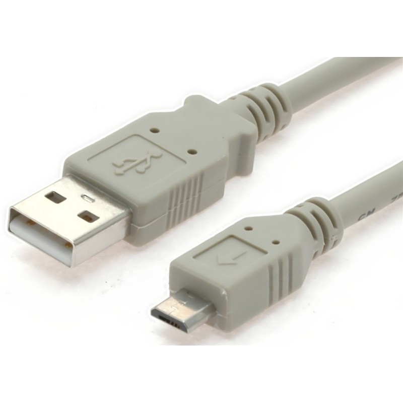 Micro USB cable for Smartphones, A male - micro B male, AWG28, gray, 5,0m