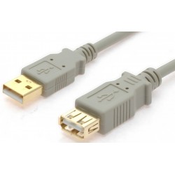 USB 2.0 kabel, A han – A hun, AWG28, grå, 5,0mfor2.0