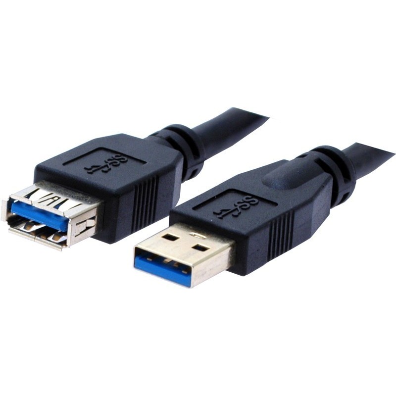USB 3.0 extension cable, A male - A female, AWG28, black, 20m