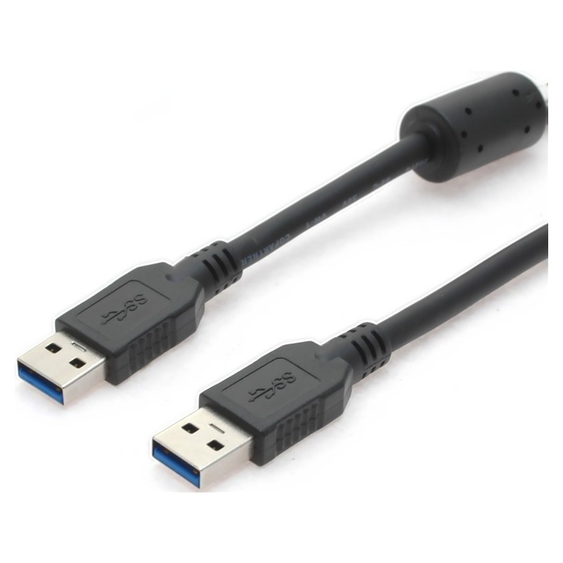 USB 3.0 cable with ferrite, A Male - A male, AWG28, black, 1,0m