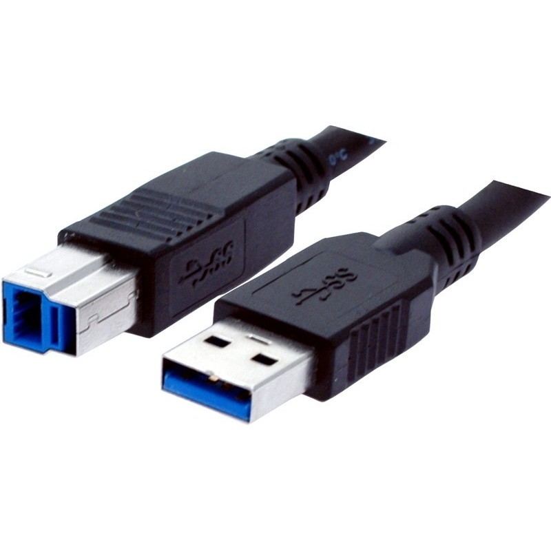 USB 3.0 cable, A male - B male, AWG28, black, 5,0m