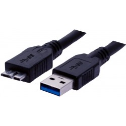 USB 3.0 cable, A male - Micro USB3.0 male AWG28, black, 2.0m